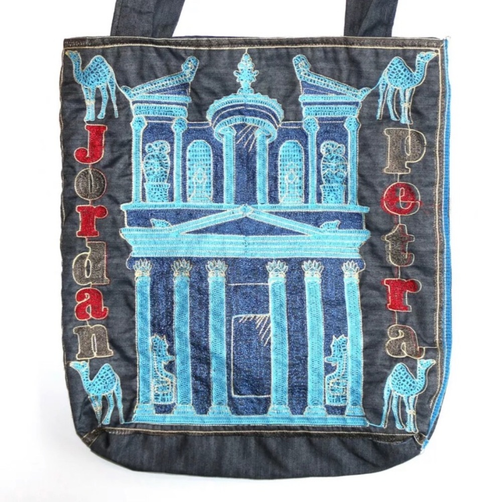 PETRA JORDAN Dark Chambray Fabric Lined Tote Bag UNIQUE, CLEAN